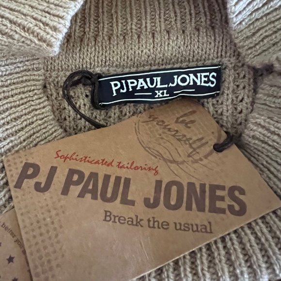 PJ Paul Mock Neck Sweater Wallfle Cable Knit - Picture 7 of 7